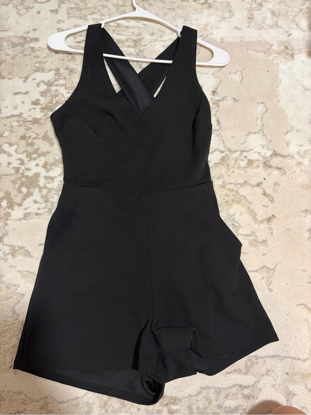 Girls' Black Cross-Back One-Piece Romper